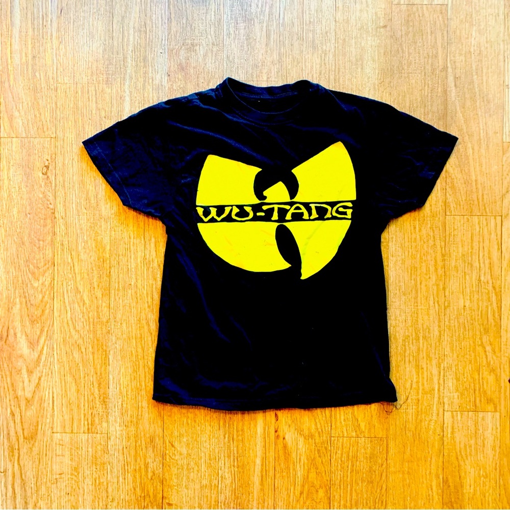 Wu tang Clan Adult Graphic Print Small Black Distressed Yellow Logo T-Shirt